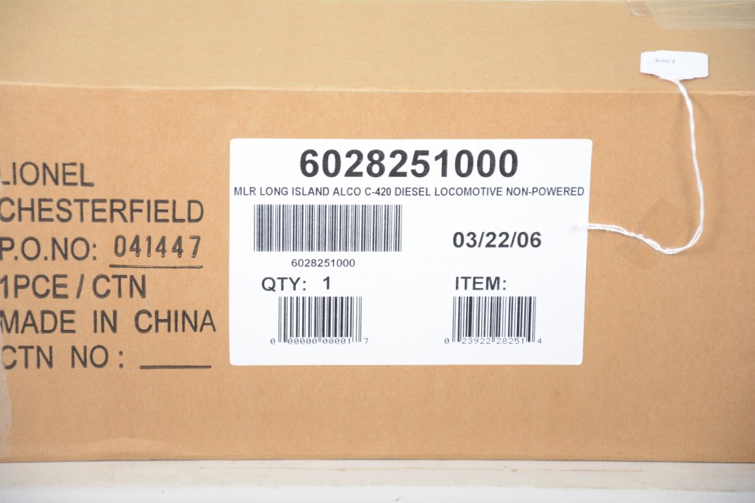 Lionel 28251 LI Alco C-420 Dummy Diesel: As good as it gets, sealed in its shipper, C10. This is a NON-POWERED Unit.