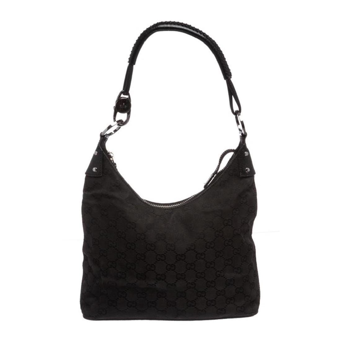 gucci black leather hobo bag