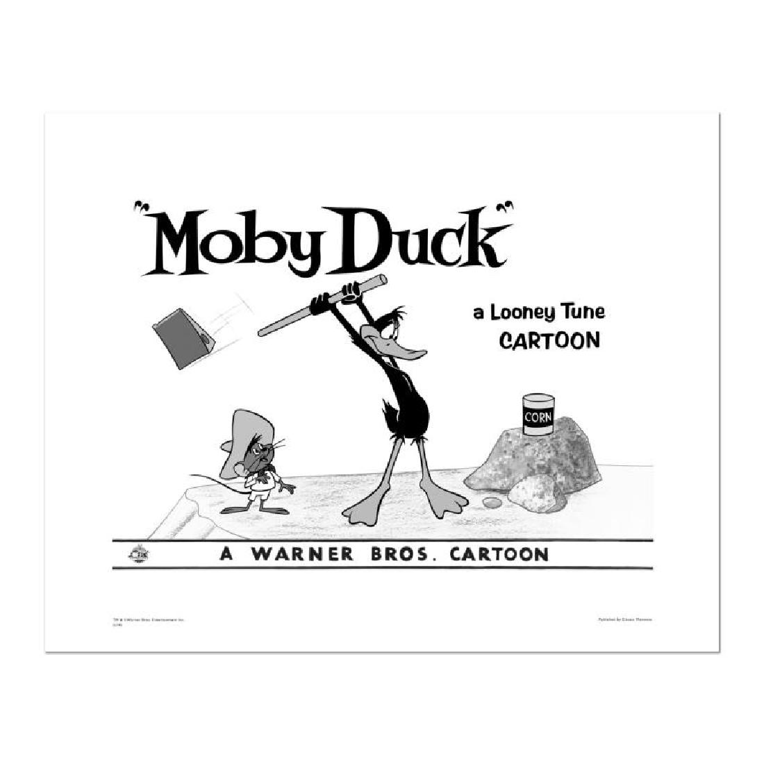 Moby Duck - Axe: "Moby Duck - Axe" is a limited edition giclee on paper from Warner Bros. featuring iconic Looney Tunes characters. The art was taken from an original Lobby Card used to promote "Moby Duck" released in