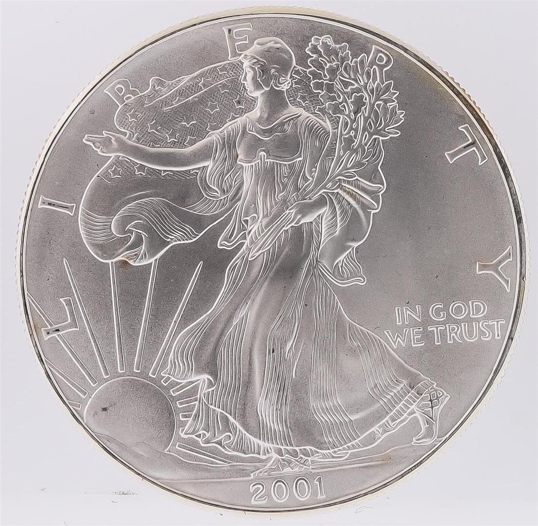 2001 American Silver Eagle Dollar Coin: One 2001 American Silver Eagle Dollar Coin.