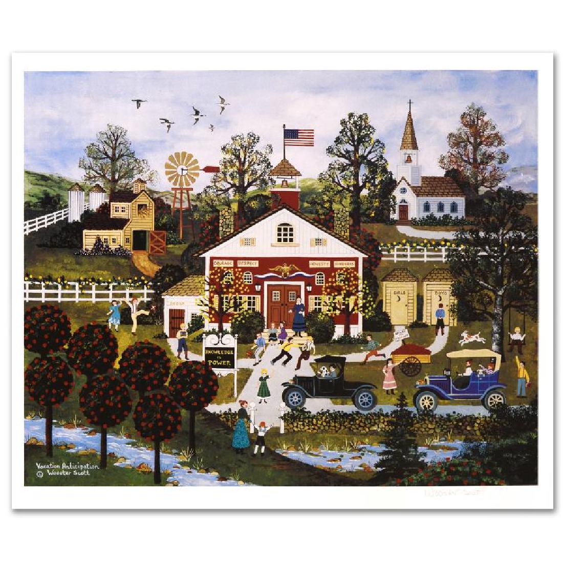 Vacation Anticipation by Wooster Scott, Jane: Cozy, down-home images of a bygone era when life was simpler - this is the feeling captured in the creations of one of the world's most recognized artists. "Vacation Anticipation" is a limited edition