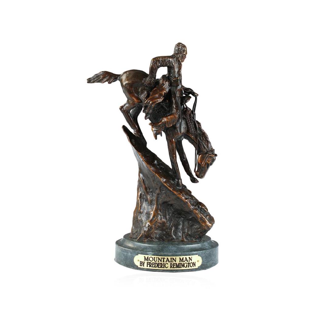 Mountain Man Bronze Replica By Frederic Remington: One "Mountain Man" Bronze Replica By Frederic Remington.
