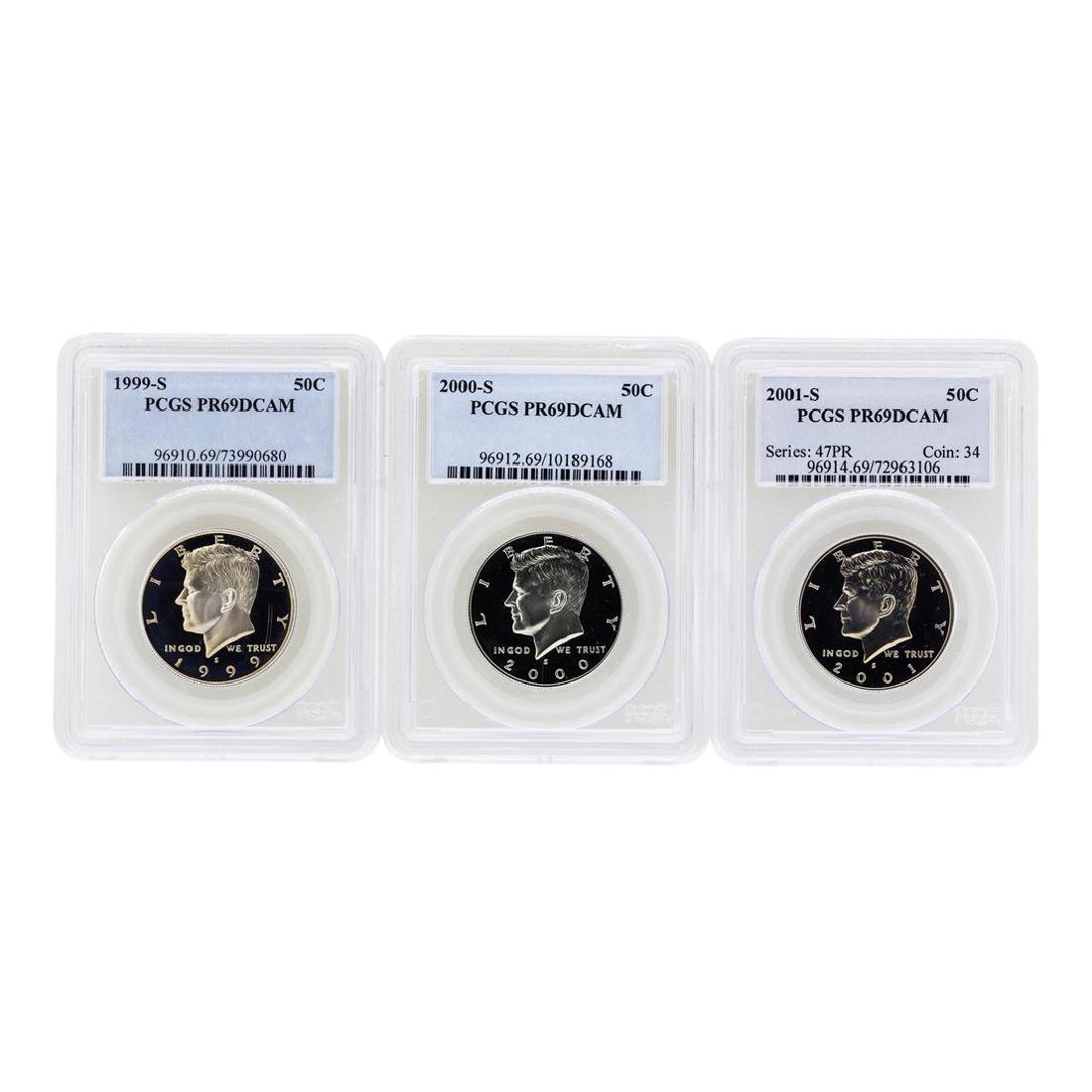 1999-S to 2001-S Kennedy Half Dollar Coins PCGS: One 1999-S to 2001-S Kennedy Half Dollar Coins PCGS PR69DCAM. PCGS Certified.