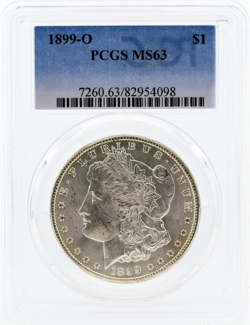 1899-O PCGS MS63 Morgan Silver Dollar: One 1899-O PCGS MS63 Morgan Silver Dollar.