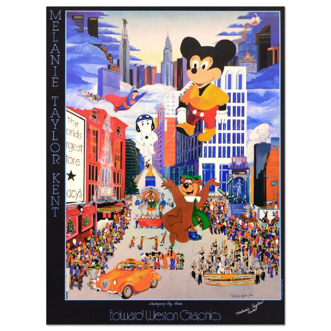 Thanksgiving Day Parade by Kent, Melanie Taylor: "Thanksgiving Day Parade" is a lithograph on paper by Melanie Taylor Kent, hand signed by the artist. Includes Letter of Authenticity. Measures approx. 24" x 32" (image). ** Please note: there is some