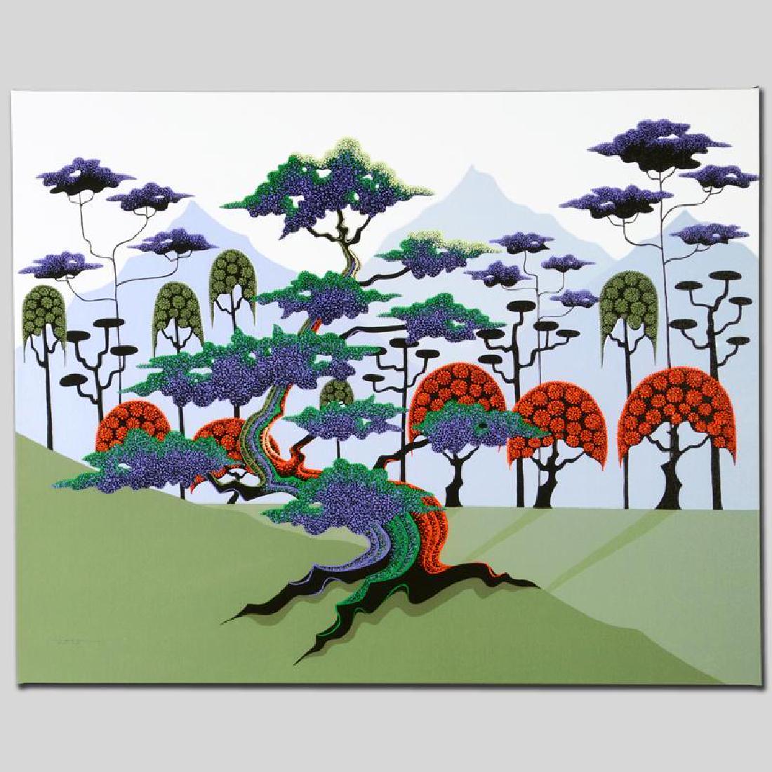 Blue Sisters by Holt, Larissa: Larissa Holt, a student of distinguished artist Eyvind Earle(1916-2000), uses bold colors and breathtaking scenery to create images of Nature in her own unique style. "Blue Sisters" is a limited editi