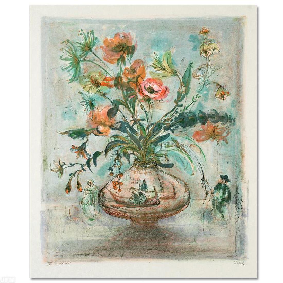 Venetian Still Life by Hibel (1917-2014): Wild lines and muted colors make Edna Hibel's art stand out in any room. "Venetian Still Life" is a limited edition lithograph on paper, numbered and hand signed by Hibel. Includes Certificate of Auth
