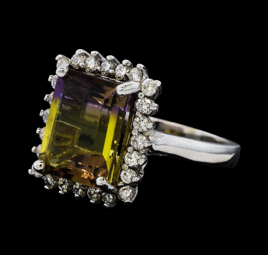 5.54 ctw Ametrine Quartz and Diamond Ring - 14KT White