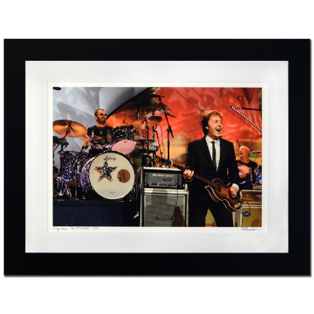 Ringo Starr & Paul McCartney by Shanahan, Rob: "Ringo Starr & Paul McCartney" is a limited edition giclee on paper, numbered and hand signed by acclaimed music industry photographer Rob Shanahan. This piece comes custom framed. Includes Certificat