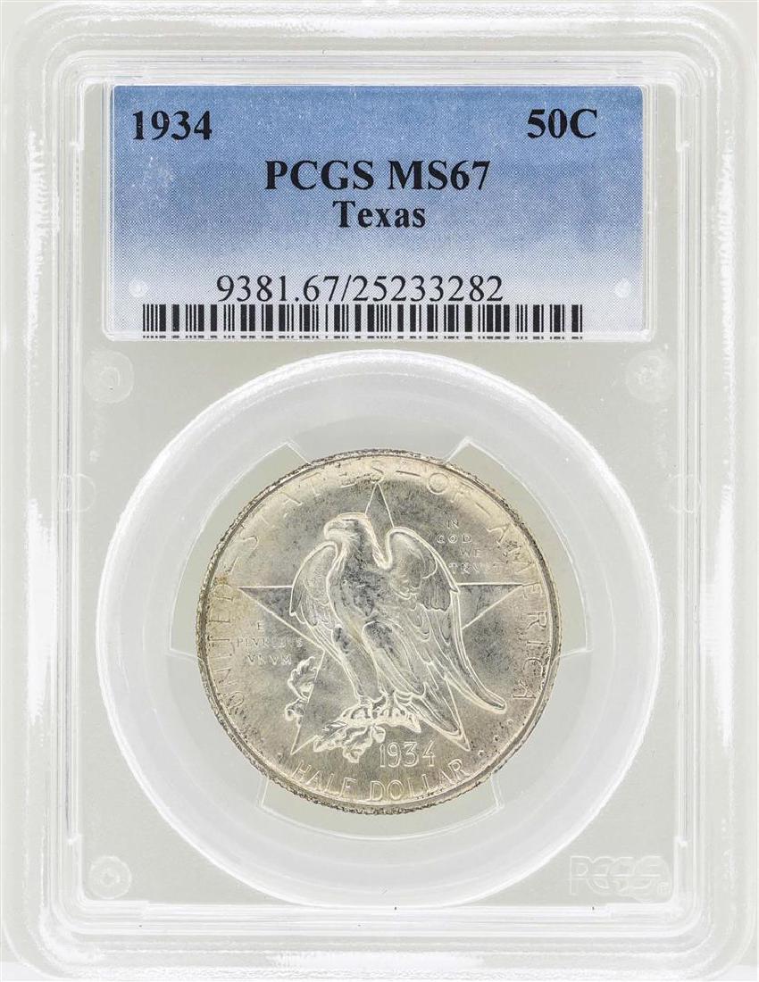 1934 Texas Commemorative Half Dollar Coin PCGS MS67: One 1934 Texas Commemorative Half Dollar Coin PCGS MS67. PCGS Certified.