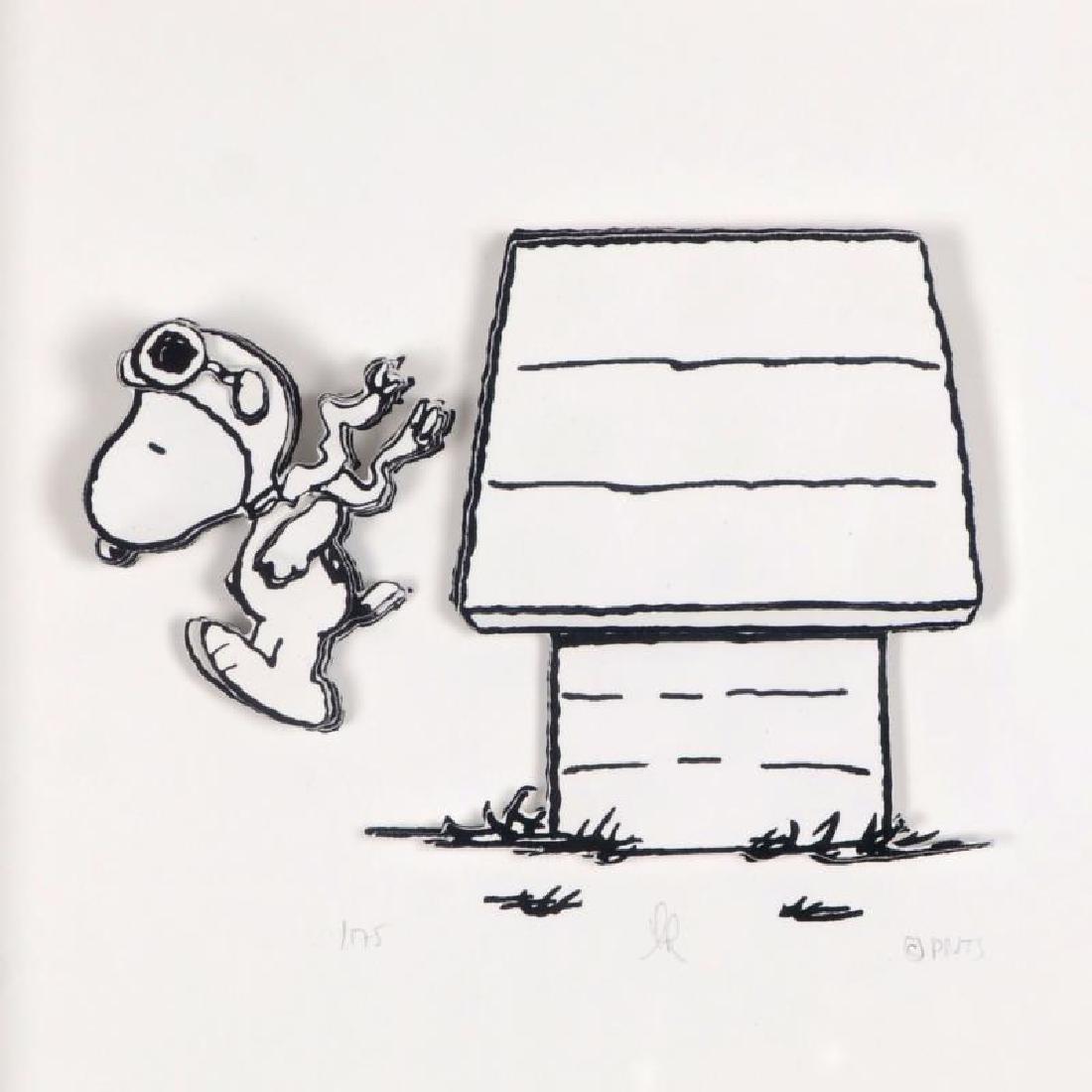 Jump Right In by Peanuts: Created from the original artwork archived at the studio, "Jump Right In" portrays the simple yet emotive art of Charles. M. Schulz, creator of PEANUTS. This 3D decoupage print on paper is hand number