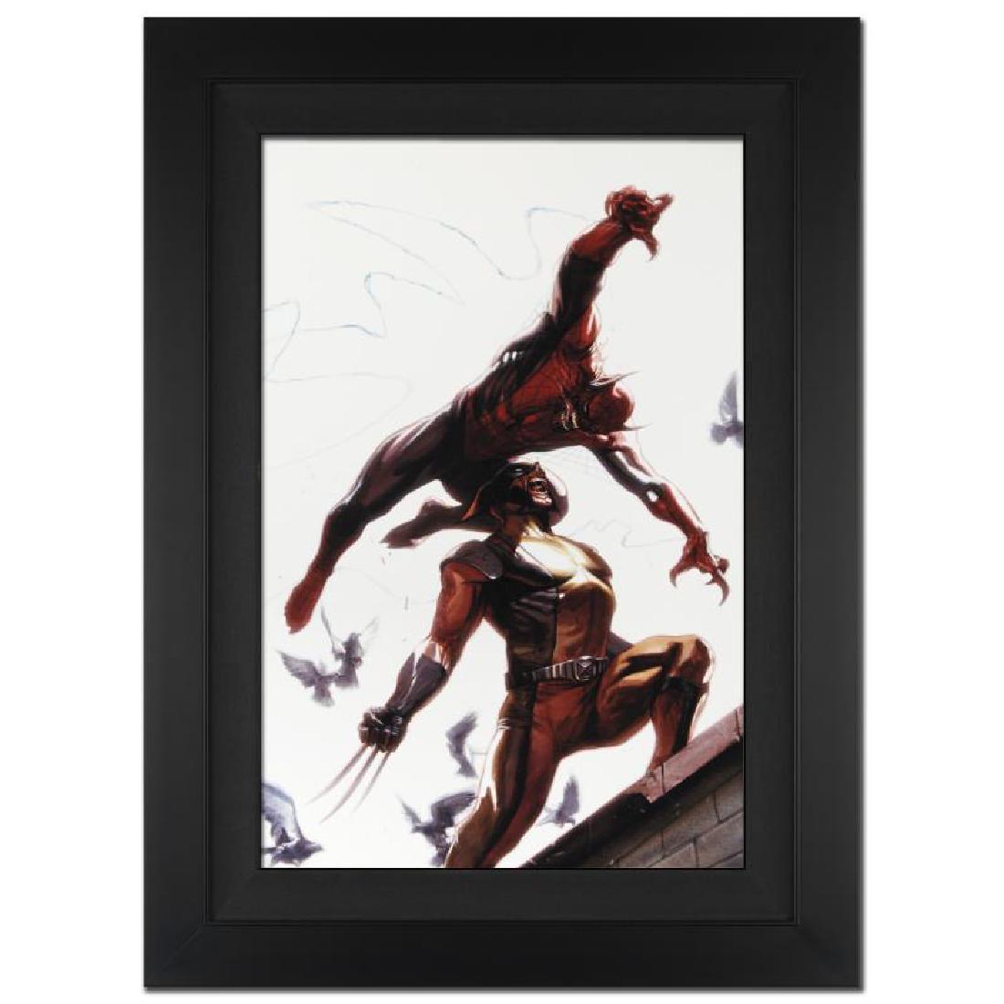 Secret Invasion #7 by Stan Lee - Marvel Comics: A piece of comic book history, this limited edition, from original art by Gabriele Dell'Otto, depicts Wolverine and Spider-Man as Vampires. In 1998 Dell'Otto started collaborating with the European di