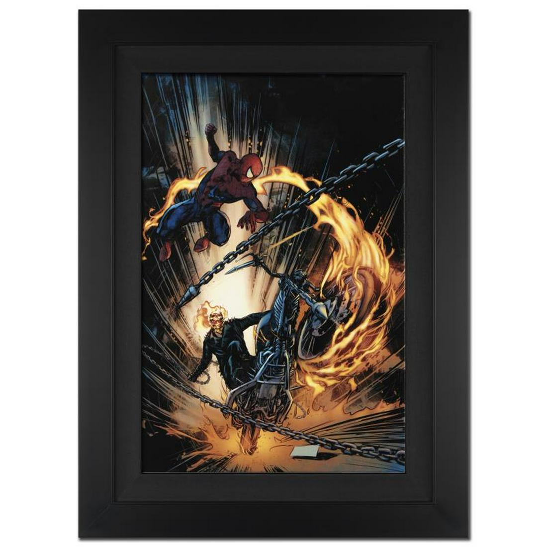 Amazing Spider-Man/Ghost Rider: Motorstorm #1 by Stan: A piece of comic book history, this limited edition, from original art by Roberto De La Torre, depicts an epic battle between two famed comic book icons: The Amazing Spider-Man and Ghost Rider. Since