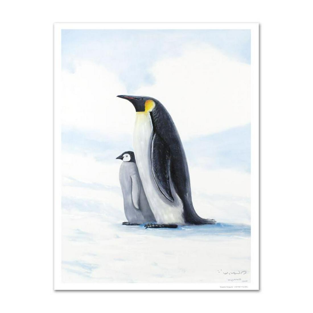 Antarctic Penguins by Wyland: Wyland's boundless love of nature is clearly conveyed in each of his works with exacting detail. "Antarctic Penguins" is a limited edition giclee on canvas, numbered and hand signed by Wyland! Include