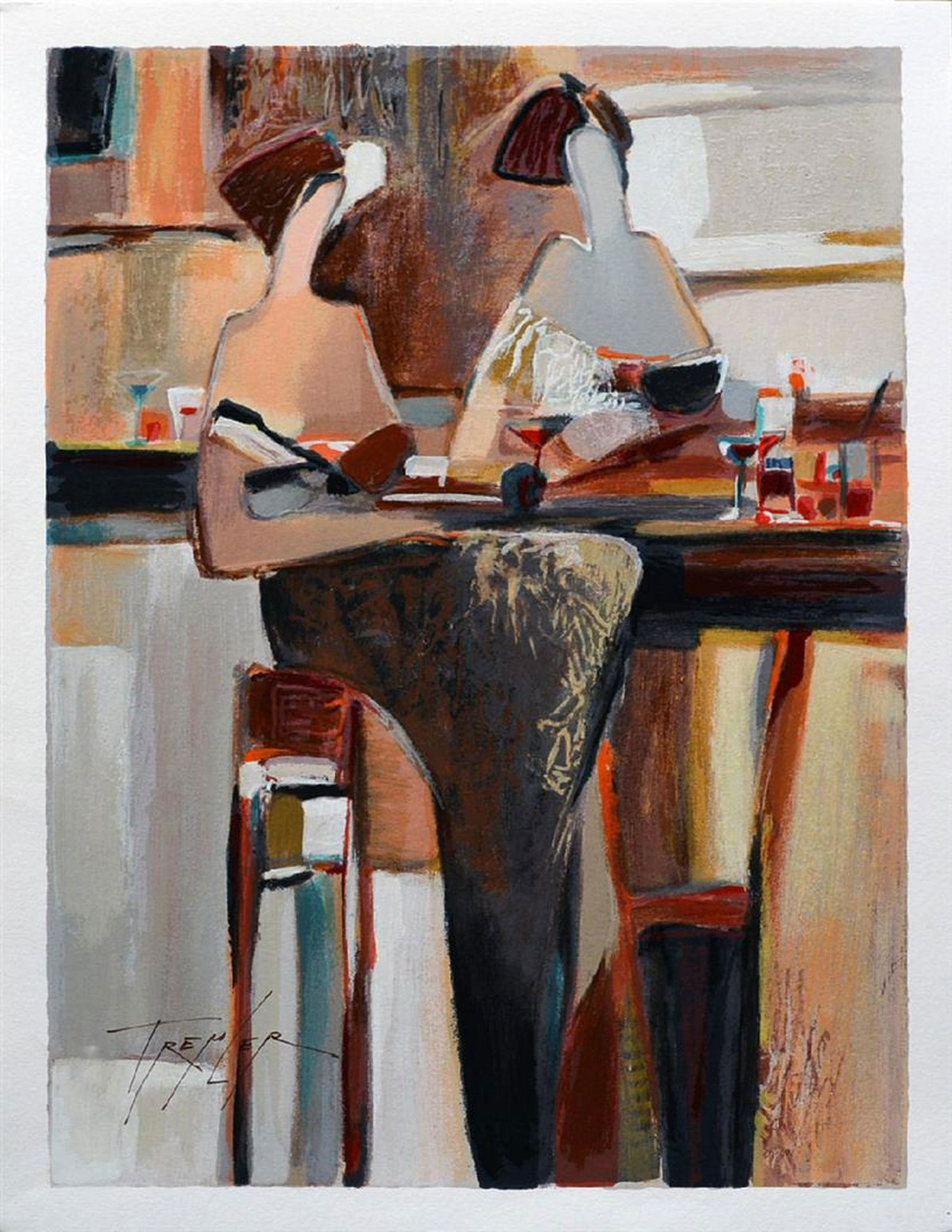 Yuri Tremler Martini: Artist: Yuri Tremler - Title: Martini - Medium: Serigraph on Fine Art Paper - Signature: Hand-signed by the Artist - Limited Edition: 480 - Image Size: Approximately 19 inches x 13 inches - Paper Size