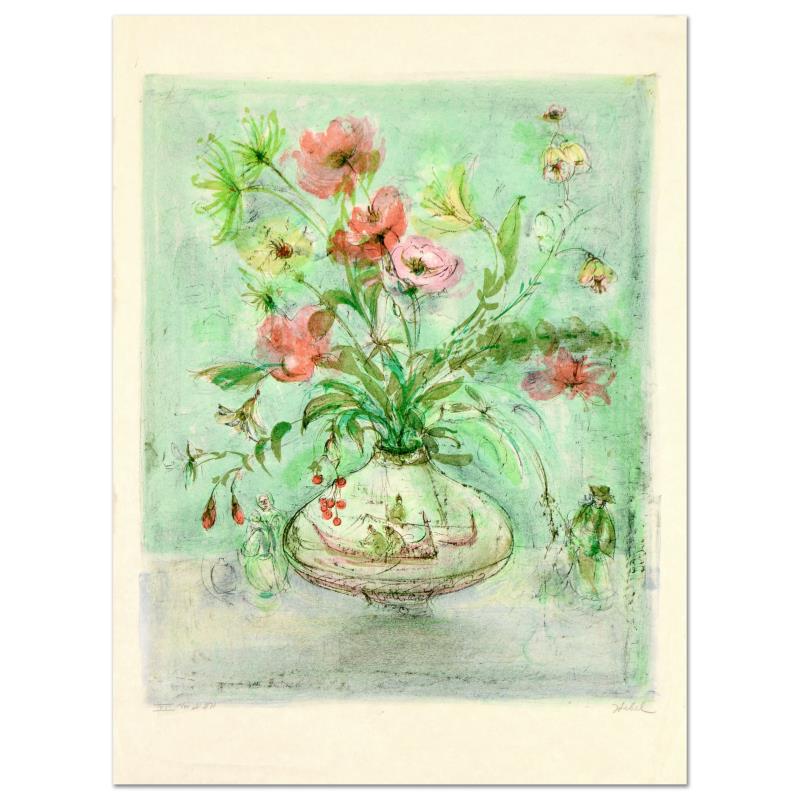 Venetian Still Life by Hibel (1917-2014): "Venetian Still Life" is a limited edition lithograph on rice paper by Edna Hibel (1917-2014), numbered and hand signed by the artist. Includes Certificate of Authenticity. Measures approx. 22" x 30" 