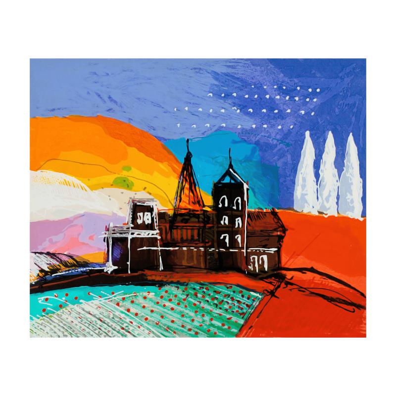 Tuscany Hill by Shemi, Calman: "Tuscany Hill" is a limited edition serigraph on paper by Calman Shemi, numbered and hand signed by the artist. Includes Letter of Authenticity. Measures approx. 12" x 9.5" (image).