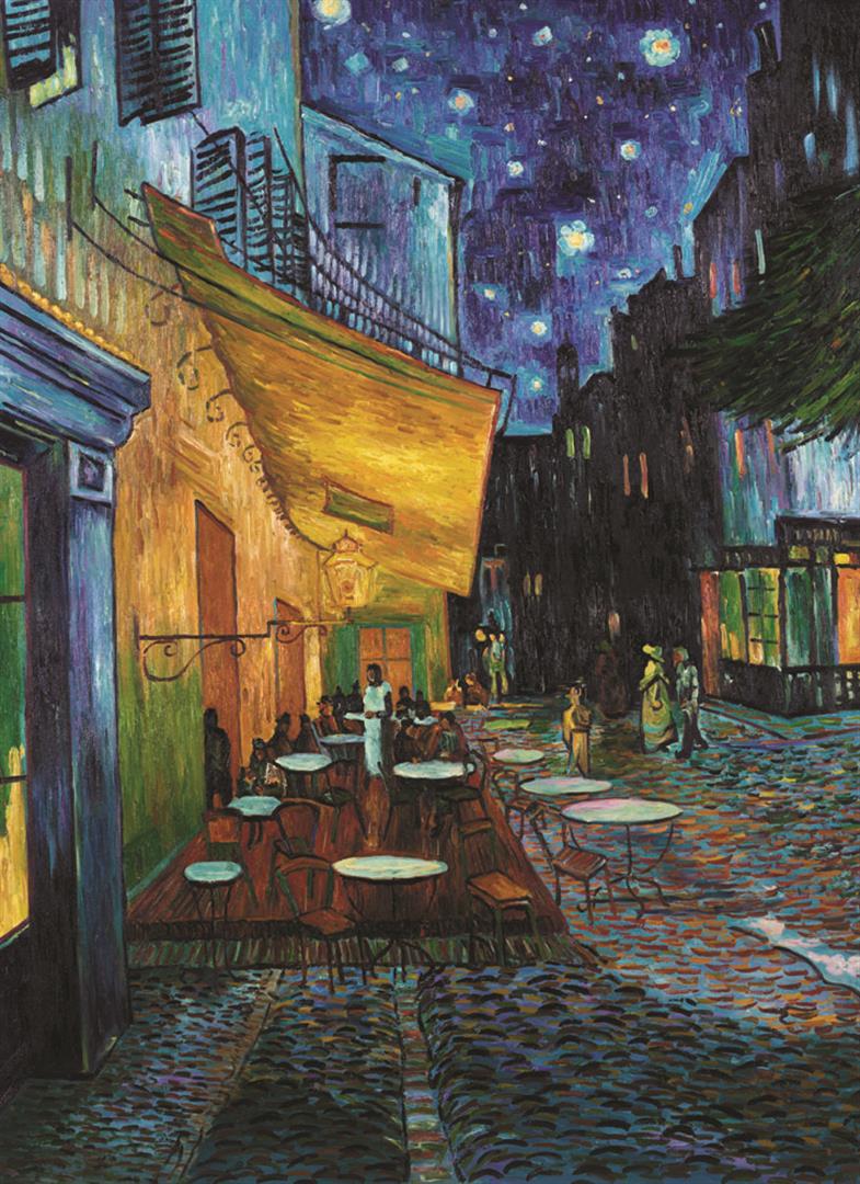 Vincent Van Gogh Cafe Terrace: Artist: Vincent Van Gogh - Title: Cafe Terrace - Medium: Fine Art Giclee on Canvas - Image Size: Approximately 40 inches x 29 inches - Framed: Unframed on Unstretched Canvas - Vincent Van Gogh (born M