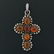 Sterling Silver Oval Cabochon Bezel Amber Cross Pendant - 2