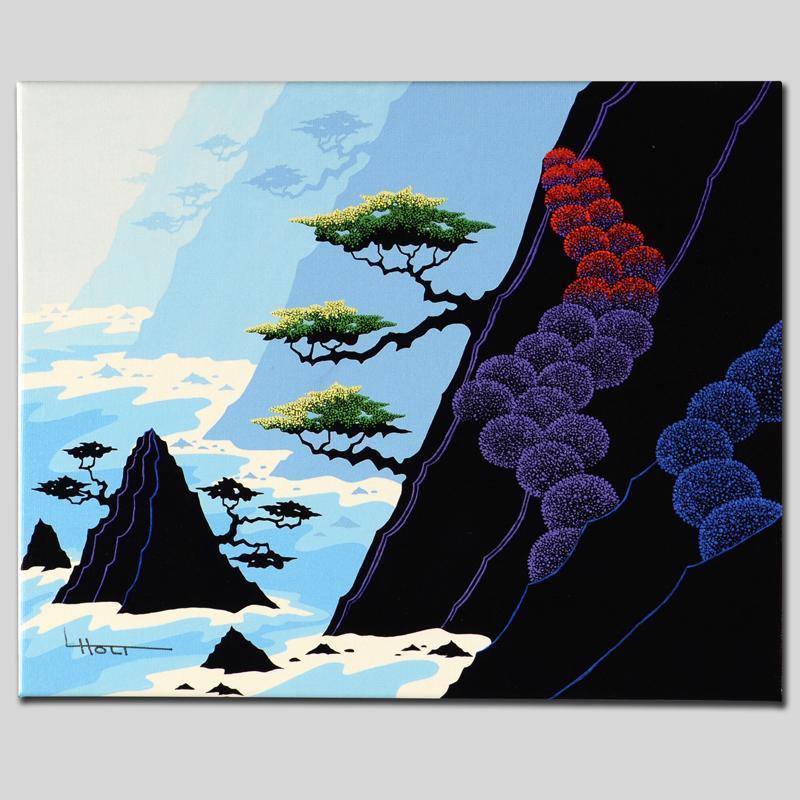 Haystack Isle by Holt, Larissa: Larissa Holt, a student of distinguished artist Eyvind Earle (1916-2000), uses bold colors and breathtaking scenery to create images of Nature in her own unique style. "Haystack Isle" is a limited edi