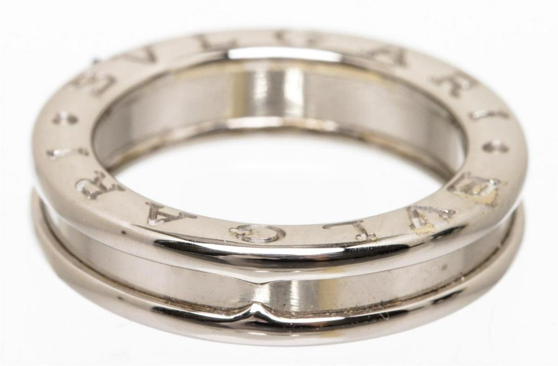 Bvlgari 18K White Gold B.zero1 Single Ring 48: One Bvlgari 18K White Gold B.zero1 Single Ring 48. Bvlgari K white gold B.zero ring band in designer.
