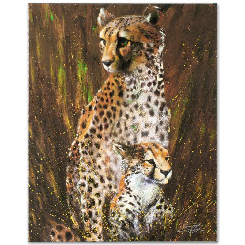 Mother and Child by Fishwick, Stephen: With bright colors and expressive lines, Stephen Fishwick puts a unique spin on pop culture portraits. "Mother and Child" is a limited edition giclee on stretched canvas, numbered and bears the artist