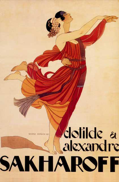 Georges Barbier - Sakharoff: Artist: Georges Barbier - Title: Sakharoff - Medium: Fine Art Reproduction Giclee on Canvas - Image Size: Approximately 20 inches x 13 inches - Framed: Unframed on Unstretched Canvas - Regarded as one