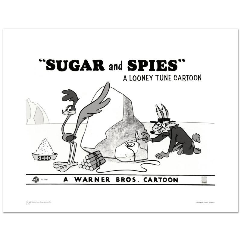 Sugar and Spies by Looney Tunes: "Sugar and Spies" is a limited edition giclee on paper from Warner Bros., numbered with hologram seal of Authenticity. This image was originally used as a "lobby card" displayed in theater lobbies to 