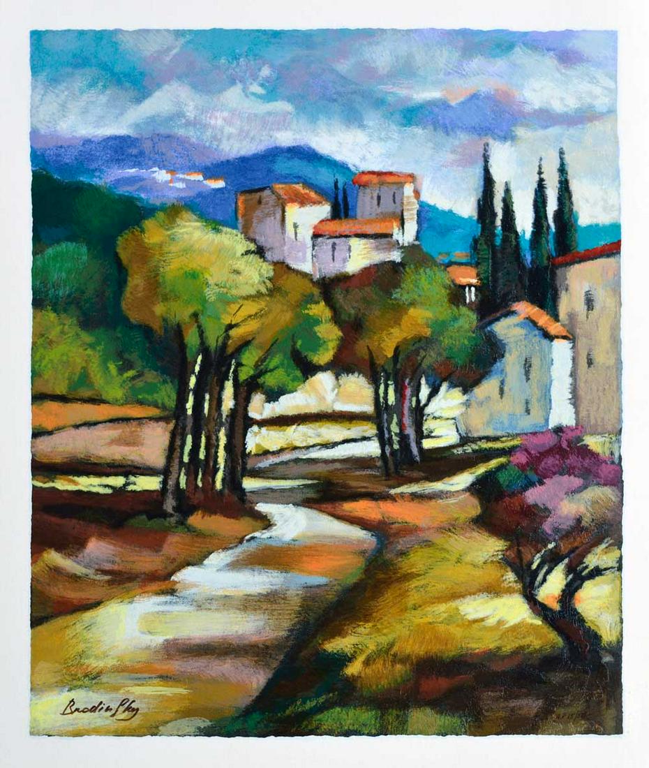 Slava Brodinsky A Pass in the Grove: Artist: Slava Brodinsky - Title: A Pass in the Grove - Medium: Serigraph on Fine Art Paper - Signature: Hand-signed by the Artist - Limited Edition: AP 50 - Image Size: Approximately 22 Inches x 19.25