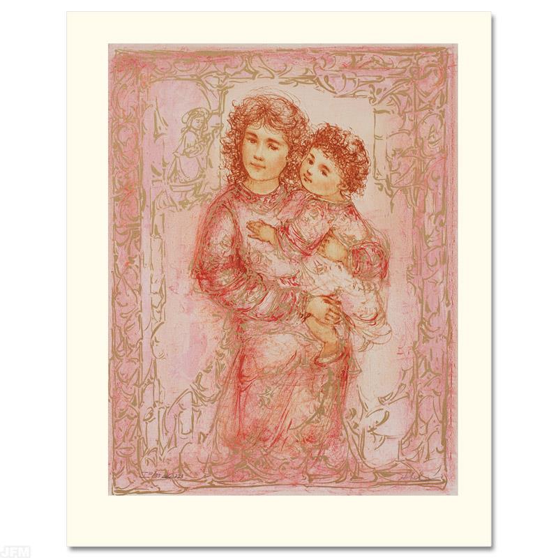 Millennium Joy by Hibel (1917-2014): Wild lines and muted colors make Edna Hibel's art stand out in any room. "Millennium Joy" is a limited edition lithograph on paper, numbered and hand signed by Hibel. Includes Certificate of Authentic