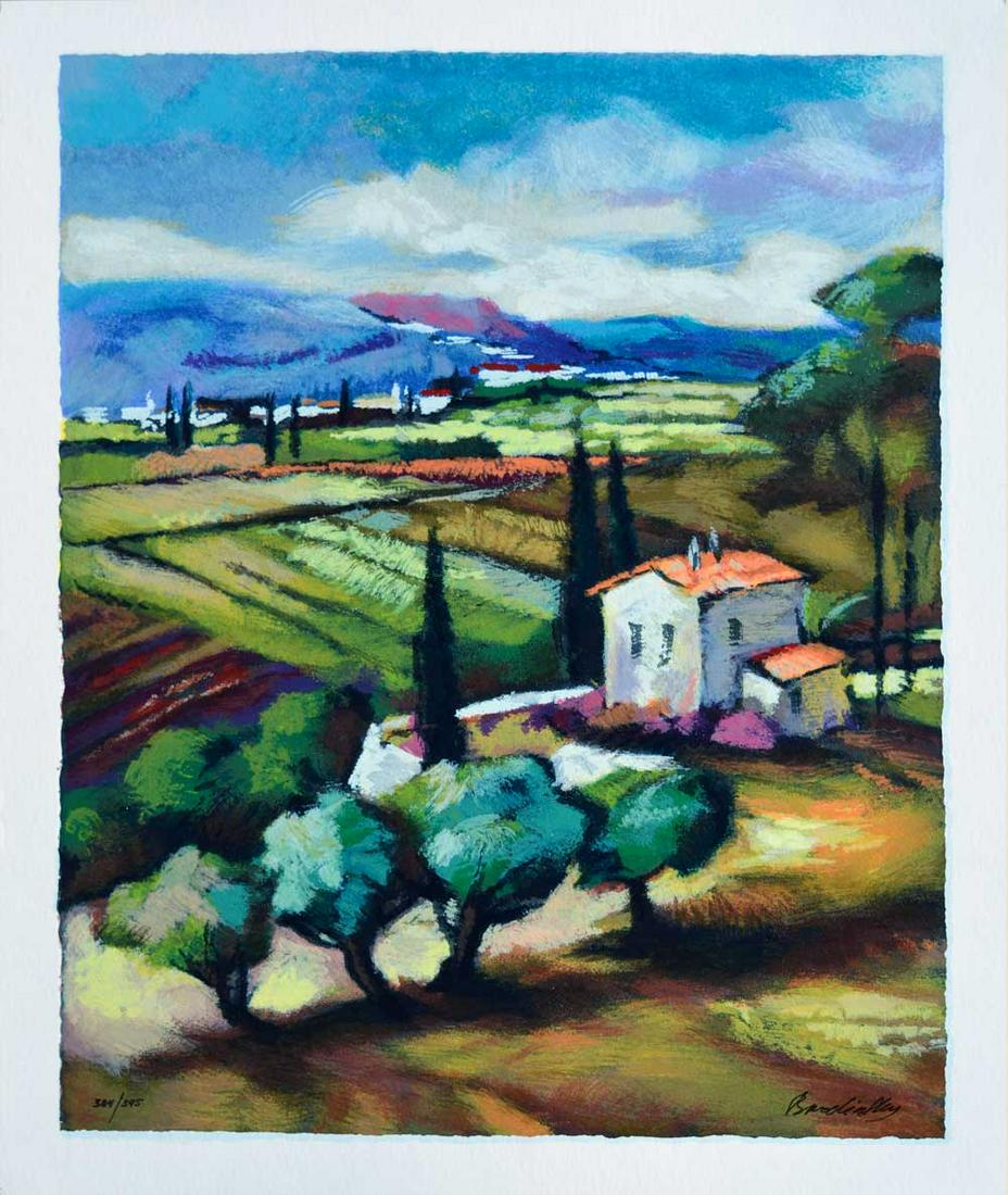 Slava Brodinsky Fields View: Artist: Slava Brodinsky - Title: Fields View - Medium: Serigraph on Fine Art Paper - Signature: Hand-signed by the Artist - Limited Edition: 395 - Image Size: Approximately 18.5 Inches x 14.5 inches -