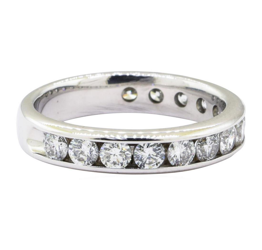 1.00 ctw Diamond Band - 14KT White Gold: One electronically tested 14KT white gold lady's cast wedding band with a bright polish finish. The featured lady's ring has a shank measuring 3.77 millimeters wide. Identified with markings of '14K'.