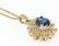 14k Solid Gold Pear Tear Drop ROYAL BLUE Sapphire w/ - 2