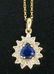 14k Solid Gold Pear Tear Drop ROYAL BLUE Sapphire w/ - 3