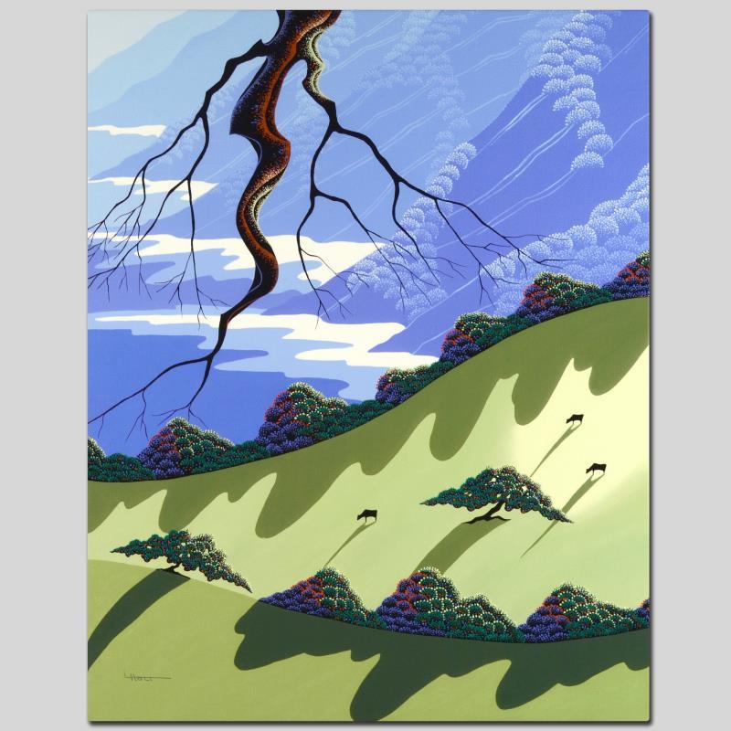 Out to Pasture by Holt, Larissa: Larissa Holt, a student of distinguished artist Eyvind Earle (1916-2000), uses bold colors and breathtaking scenery to create images of Nature in her own unique style. "Out to Pasture" is a limited ed