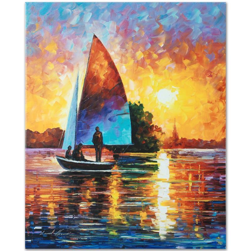 Bonding by Afremov (1955-2019): Leonid Afremov's (1955-2019) masterful use of color and texture make his paintings unique collectibles that are sure to brighten any wall. "Bonding" is a limited edition giclee on canvas. The piece is