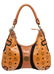 MCM Cognac Visetos Coated Canvas Suede Small Hobo Bag