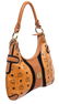 MCM Cognac Visetos Coated Canvas Suede Small Hobo Bag - 2