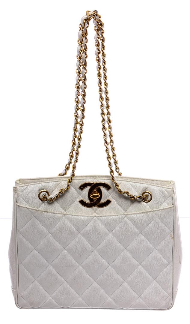 chanel quilted caviar tote
