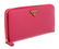 Prada Pink Saffiano Leather Continental Zip Wallet