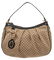 Gucci Brown Diamante Canvas Black Leather Shoulder Hobo