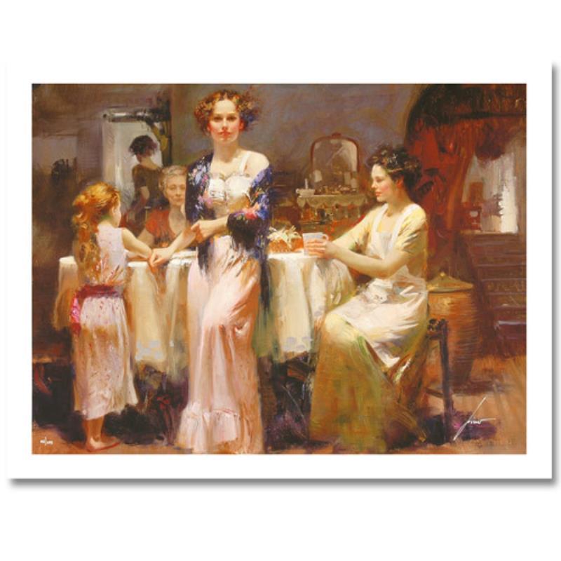 The Gathering by Pino (1939-2010): "The Gathering" is a limited edition giclee on paper by Pino (1939-2010). The piece comes numbered and is hand signed by the artist. Includes Certificate of Authenticity. Measures approxiamtely 16 x 2