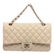 Chanel Off White Quilted Leather Medium Double Flap Bag