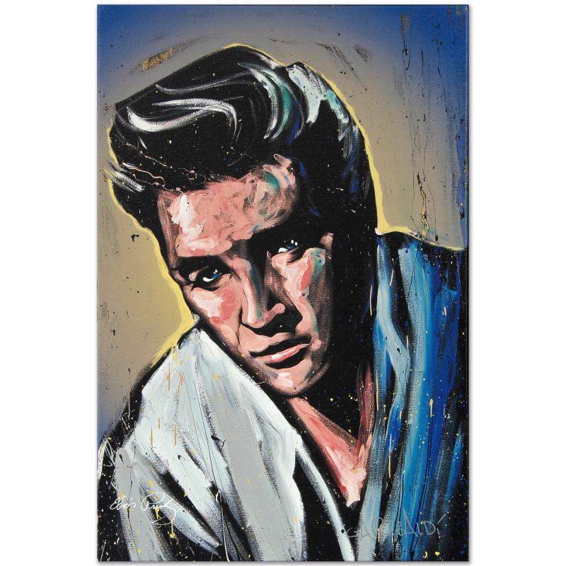 Elvis Presley (Blue Suede) by Garibaldi, David: Combining his passions for music and art, David Garibaldi creates stunning visual poetry. "Elvis Presley (Blue Suede)" is a limited edition giclee on stretched canvas, numbered from the miniature seri