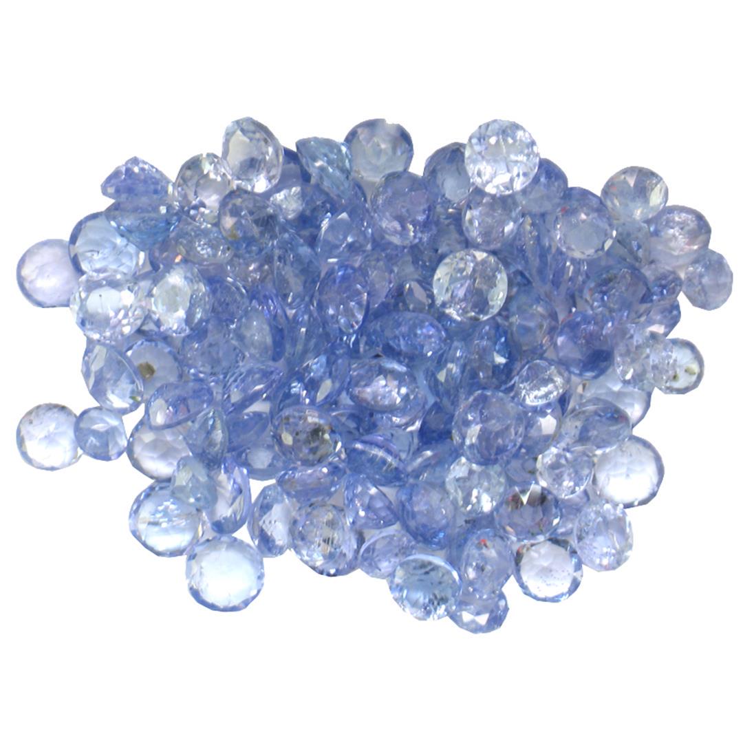 13.21 ctw Round Mixed Tanzanite Parcel: One hundred thirty round mixed cut natural tanzanites exact total weight 13.21ct., clarity is slightly included, type I, medium dark, very slightly grayish, bluish violet color, (GIA bV 6/3), cut is g