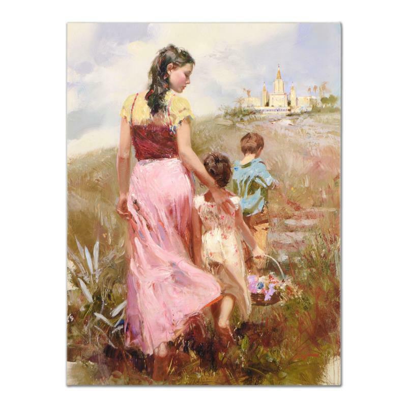 Steps to Eternity by Pino (1939-2010): "Steps to Eternity" is a limited edition giclee on stretched canvas that has been hand-embellished by Pino himself, Numbered and Hand signed by Pino (1939-2010). Includes Certificate of Authenticity.