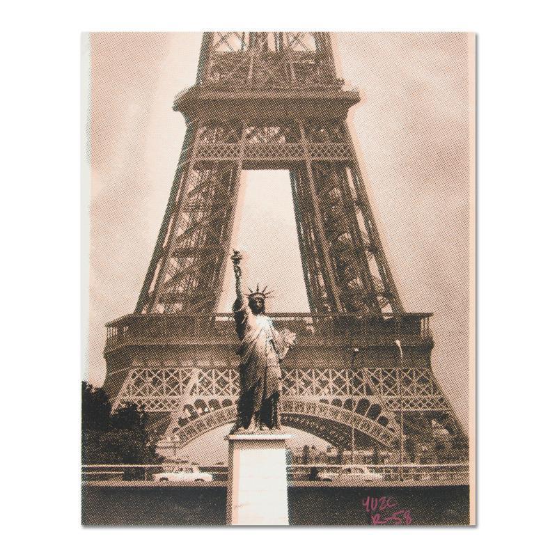 Eiffel Tower by "Ringo" Daniel Funes: "Eiffel Tower" is a one-of-a-kind hand-pulled silkscreen on canvas by Ringo Daniel Funes - protege of Andy Warhol's apprentice, Steve Kaufman. This piece is hand signed by the artist and Includes Cert