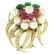 14K Yellow Gold 2.36 ctw Cabochon Ruby Jade 5mm Pearl