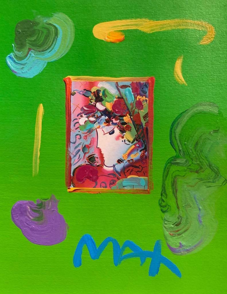 Peter Max "BLUSHING BEAUTY": Peter Max "BLUSHING BEAUTY" Hand Signed Mixed Media with Acrylic with Peter Max Certificate of Authenticity Dimensions: 11 x 8.5 inches