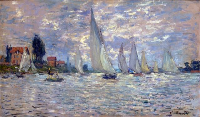 Claude Monet - Les Barques: Artist: Claude Monet - Title: Les Barques - Medium: Fine Art Reproduction Giclee on Canvas - Image Size: Approximately 18.5 inches x 20 inches - Unframed on Unstretched Canvas - Biography: Claude Mone